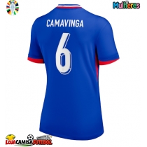 Camisa de Futebol França Eduardo Camavinga #6 Equipamento Principal Mulheres Europeu 2024 Manga Curta
